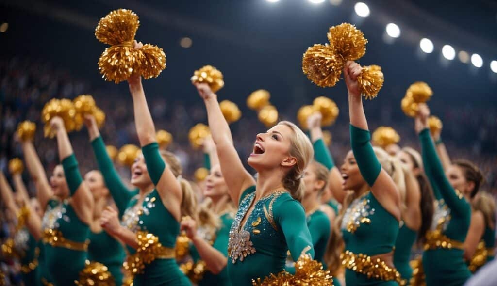 A global cheerleading competition with teams from around the world performing energetic routines in front of a large, cheering audience